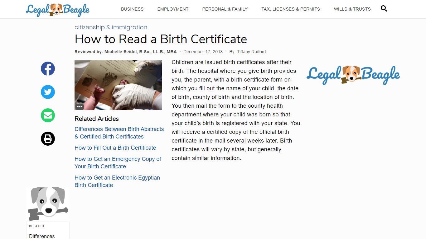 How to Read a Birth Certificate | Legal Beagle